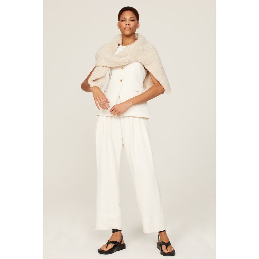 Co White Draped Pocket Straight Leg High Waist Trouser Dress Pants Size 6
